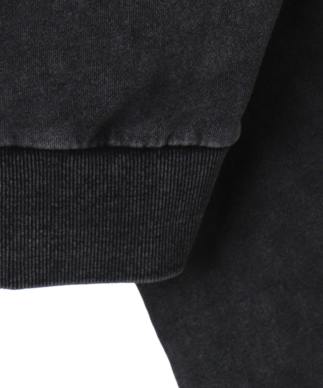 グラフィックアシッドウォッシュショートプルパーカー