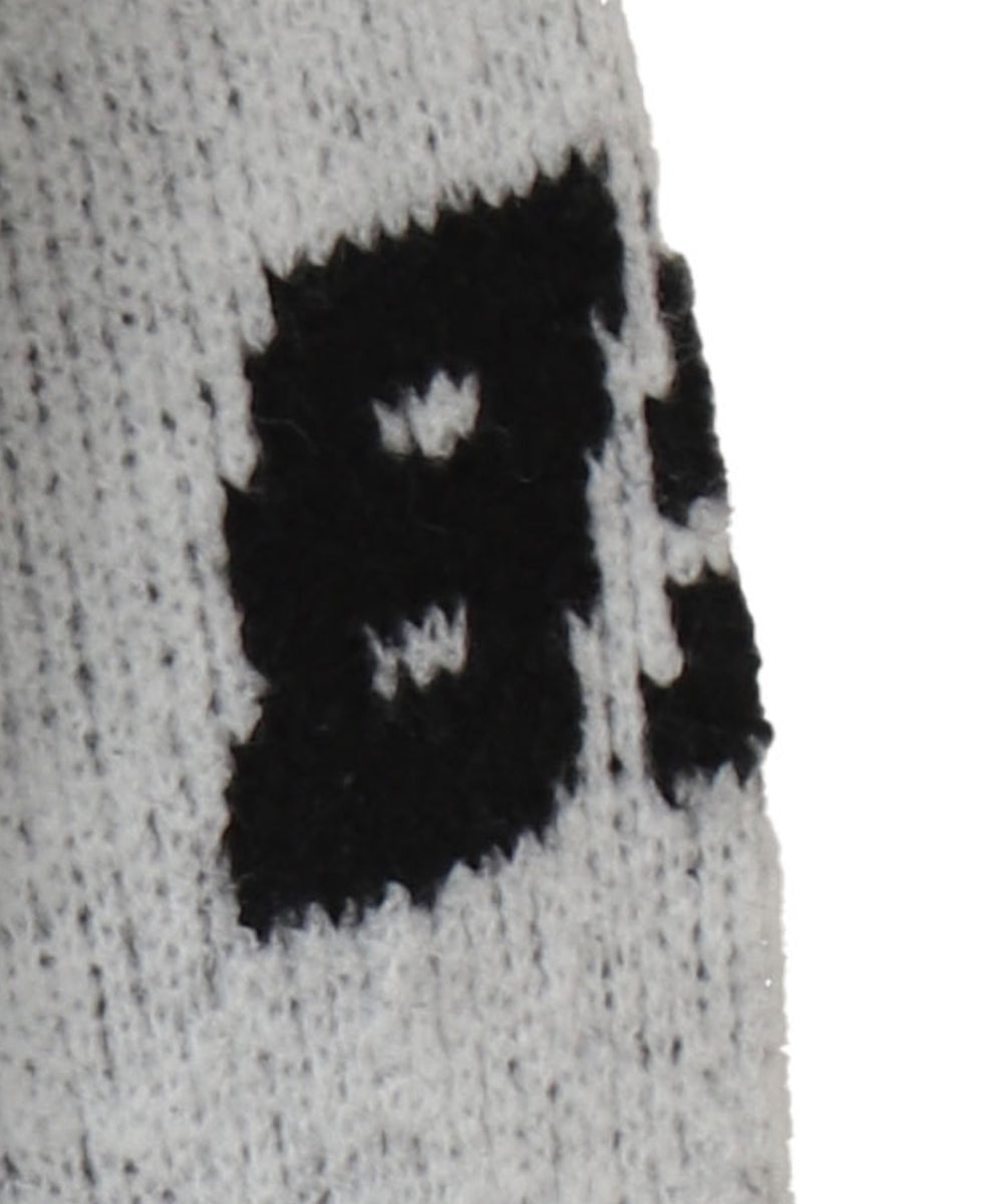 配色スポーツグラフィックフラッフィーニットプルオーバー