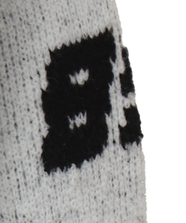 配色スポーツグラフィックフラッフィーニットプルオーバー