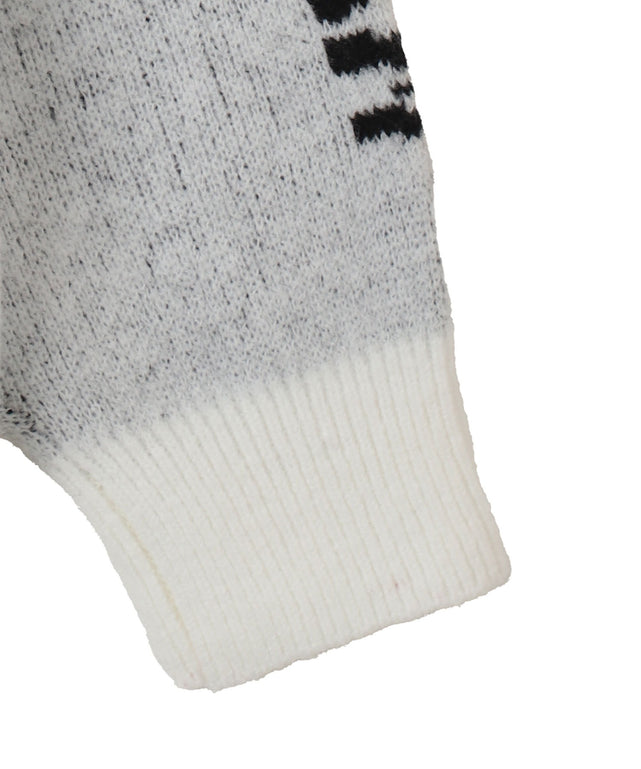 配色スポーツグラフィックフラッフィーニットプルオーバー