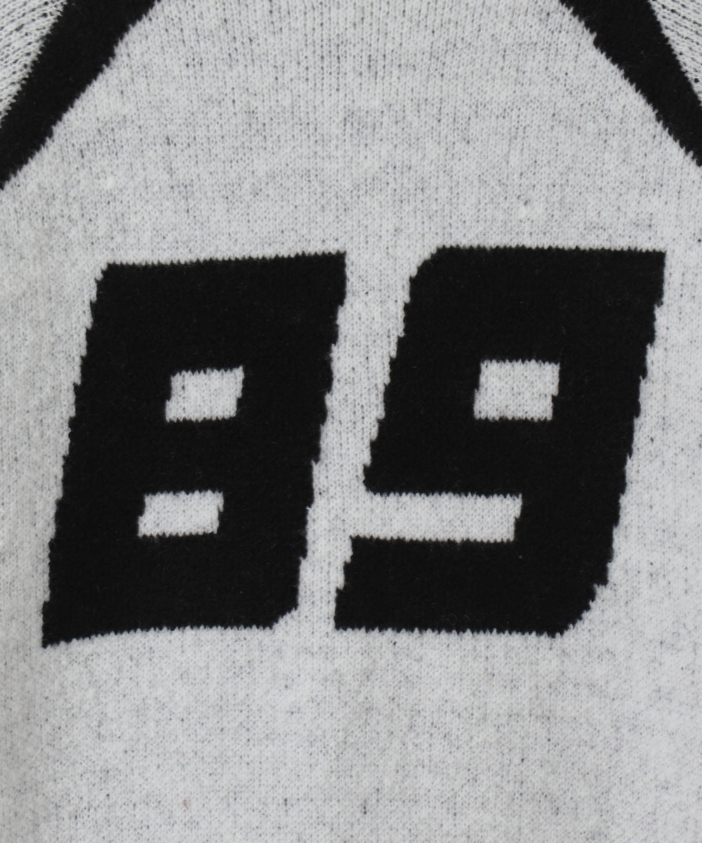 配色スポーツグラフィックフラッフィーニットプルオーバー