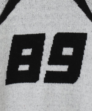 配色スポーツグラフィックフラッフィーニットプルオーバー