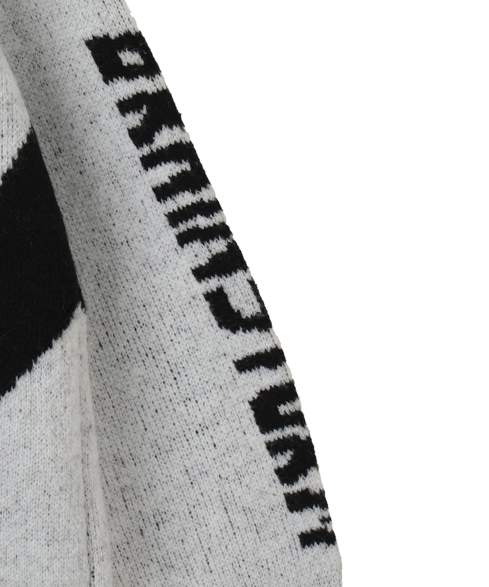 配色スポーツグラフィックフラッフィーニットプルオーバー