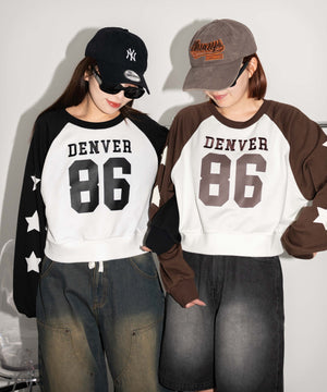 スターナンバリングラグランスウェット