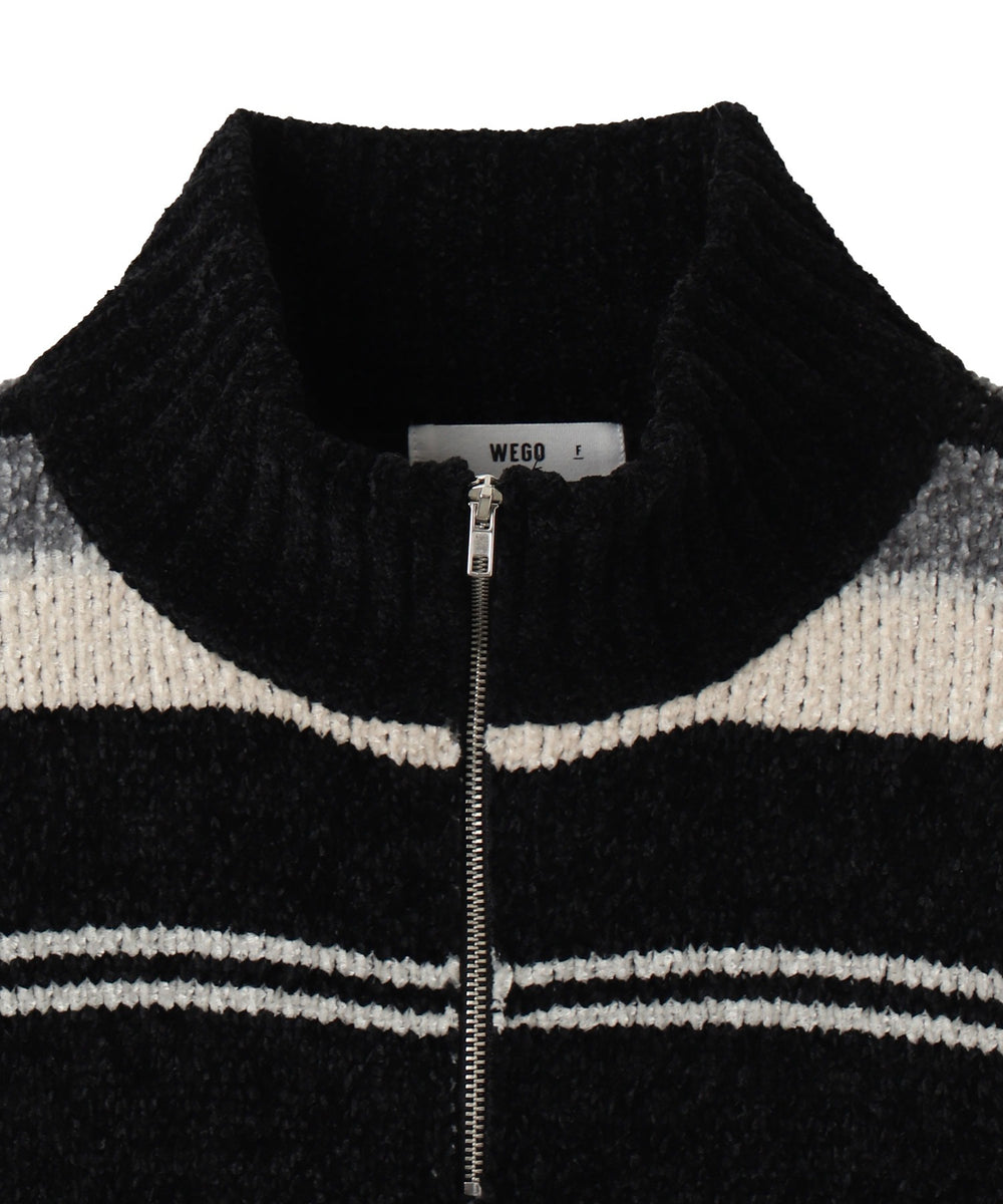 ベロアモールハーフジッププルオーバー