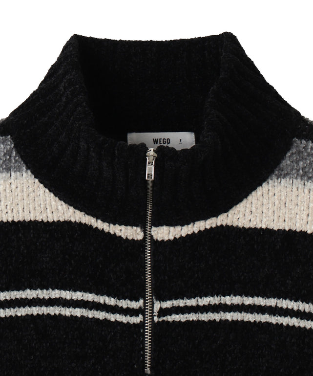 ベロアモールハーフジッププルオーバー