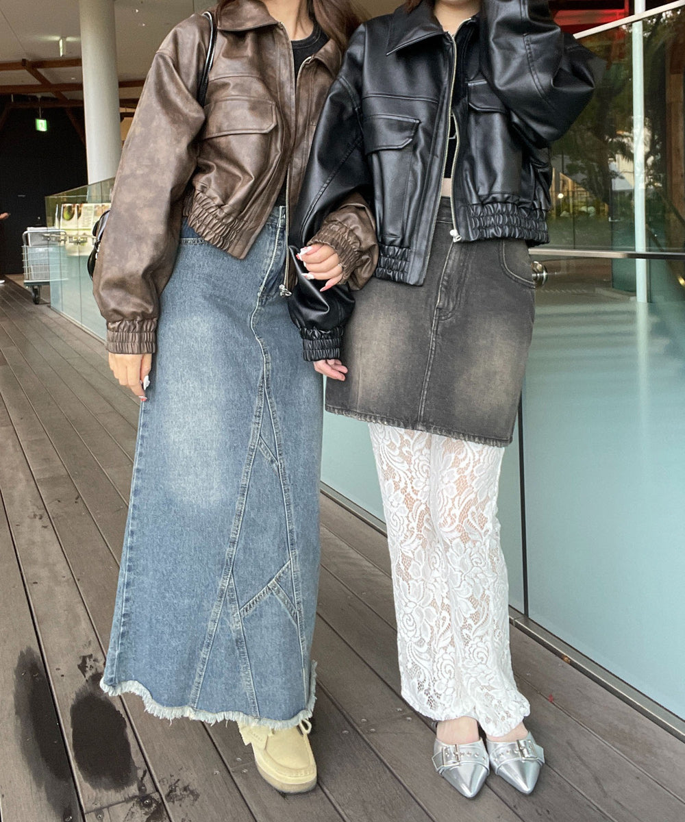 合皮ショートブルゾン