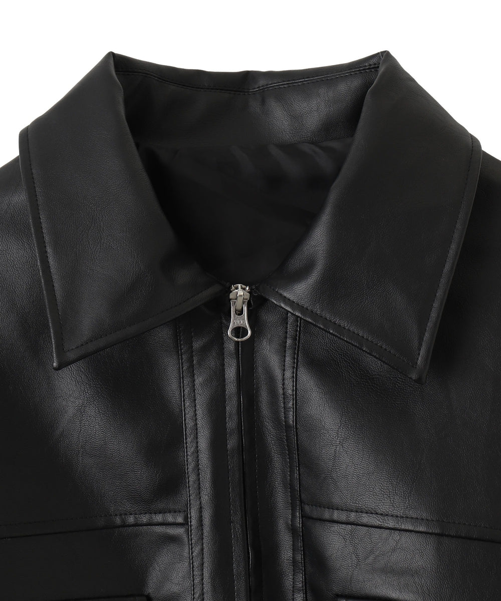 合皮ショートブルゾン