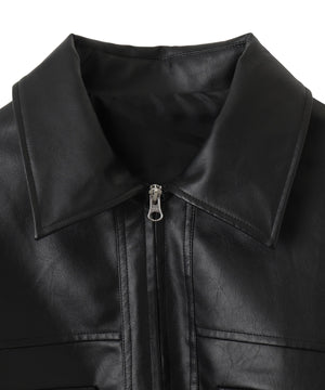 合皮ショートブルゾン