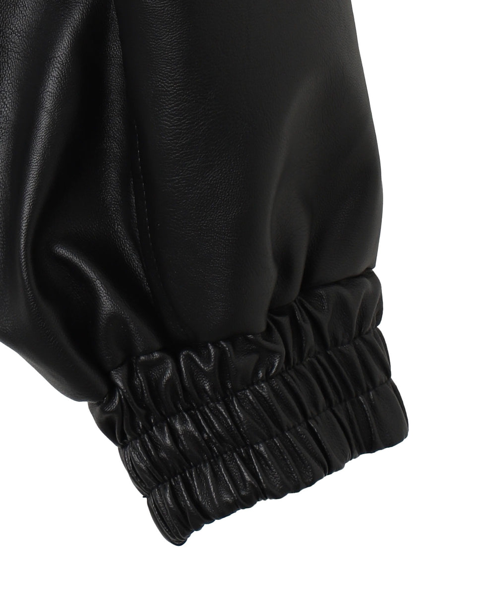 合皮ショートブルゾン