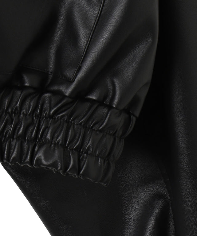 合皮ショートブルゾン