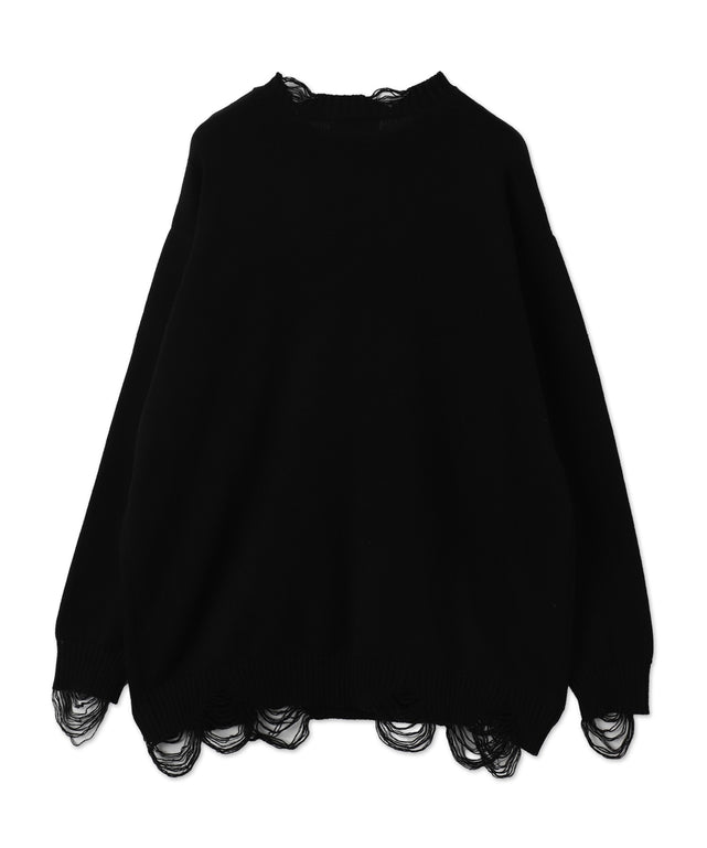 クラッシュBIGプリントニットプルオーバー