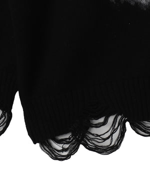 クラッシュBIGプリントニットプルオーバー