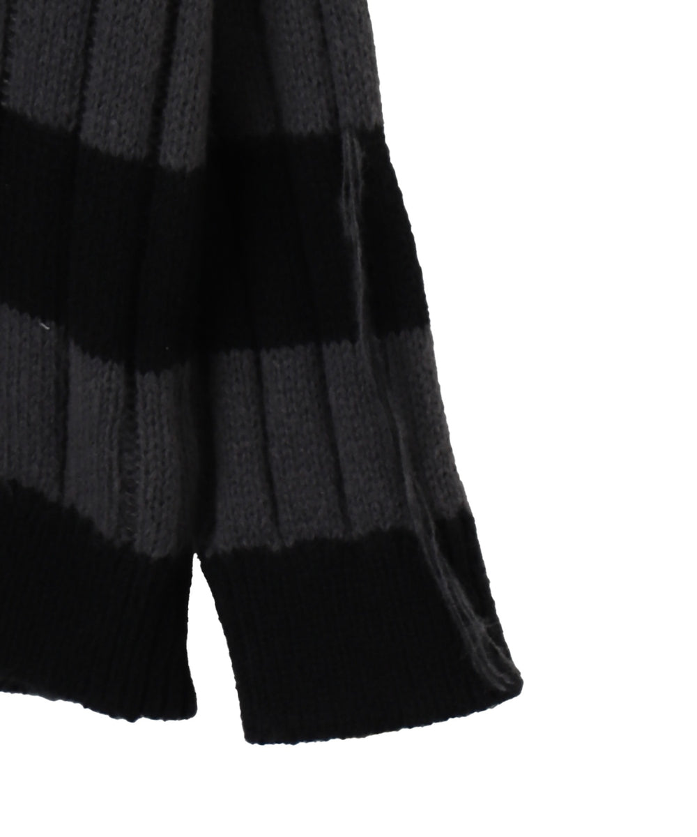 ボーダーワイドリブダメージニット