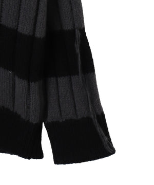 ボーダーワイドリブダメージニット