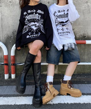 ウイングハートダメージニット