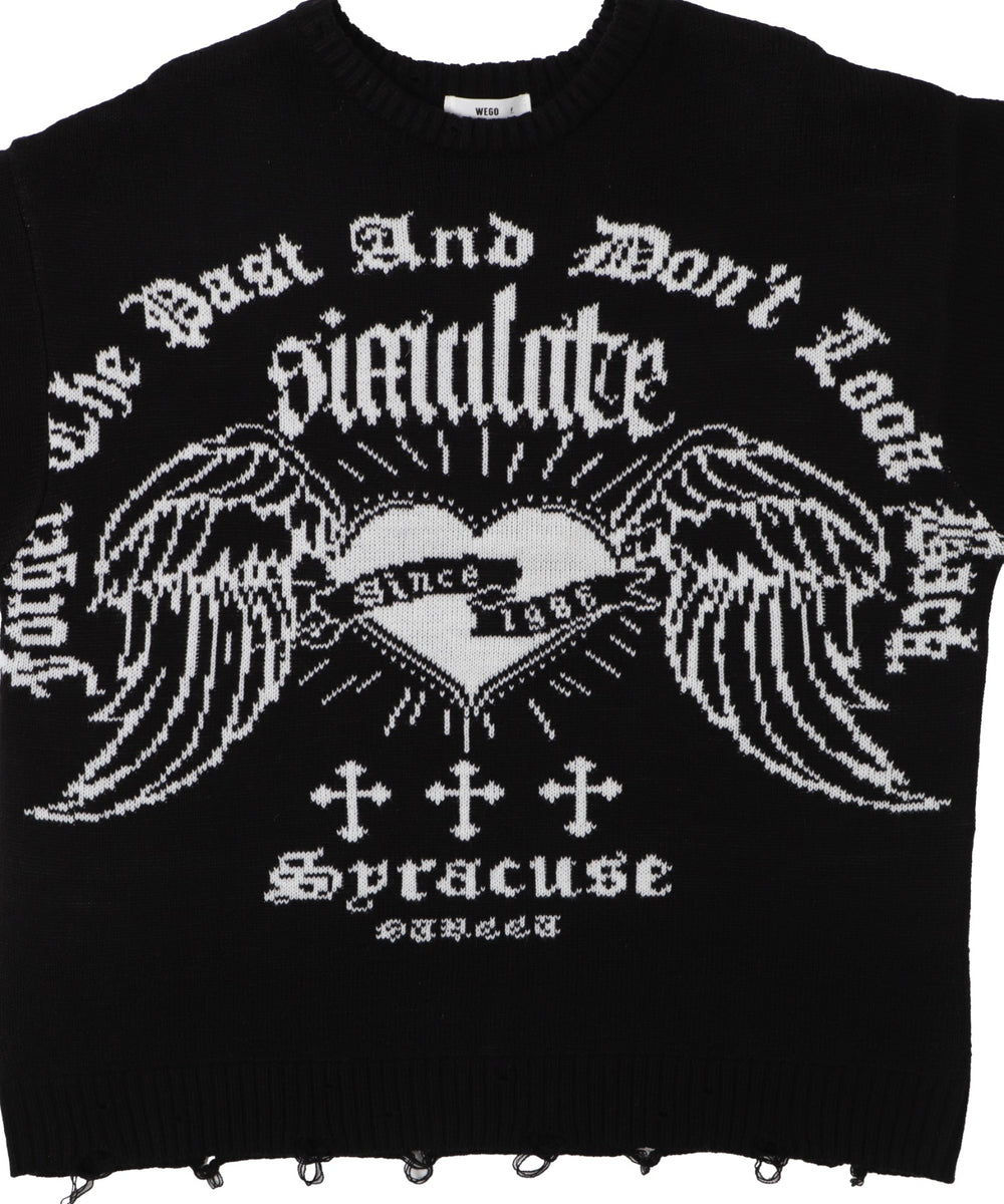 ウイングハートダメージニット