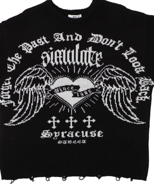 ウイングハートダメージニット