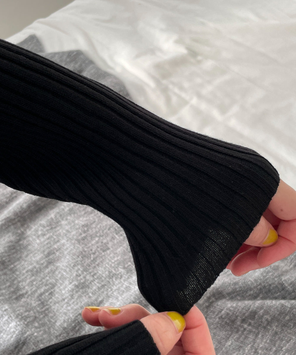 リブハイネックショートニット