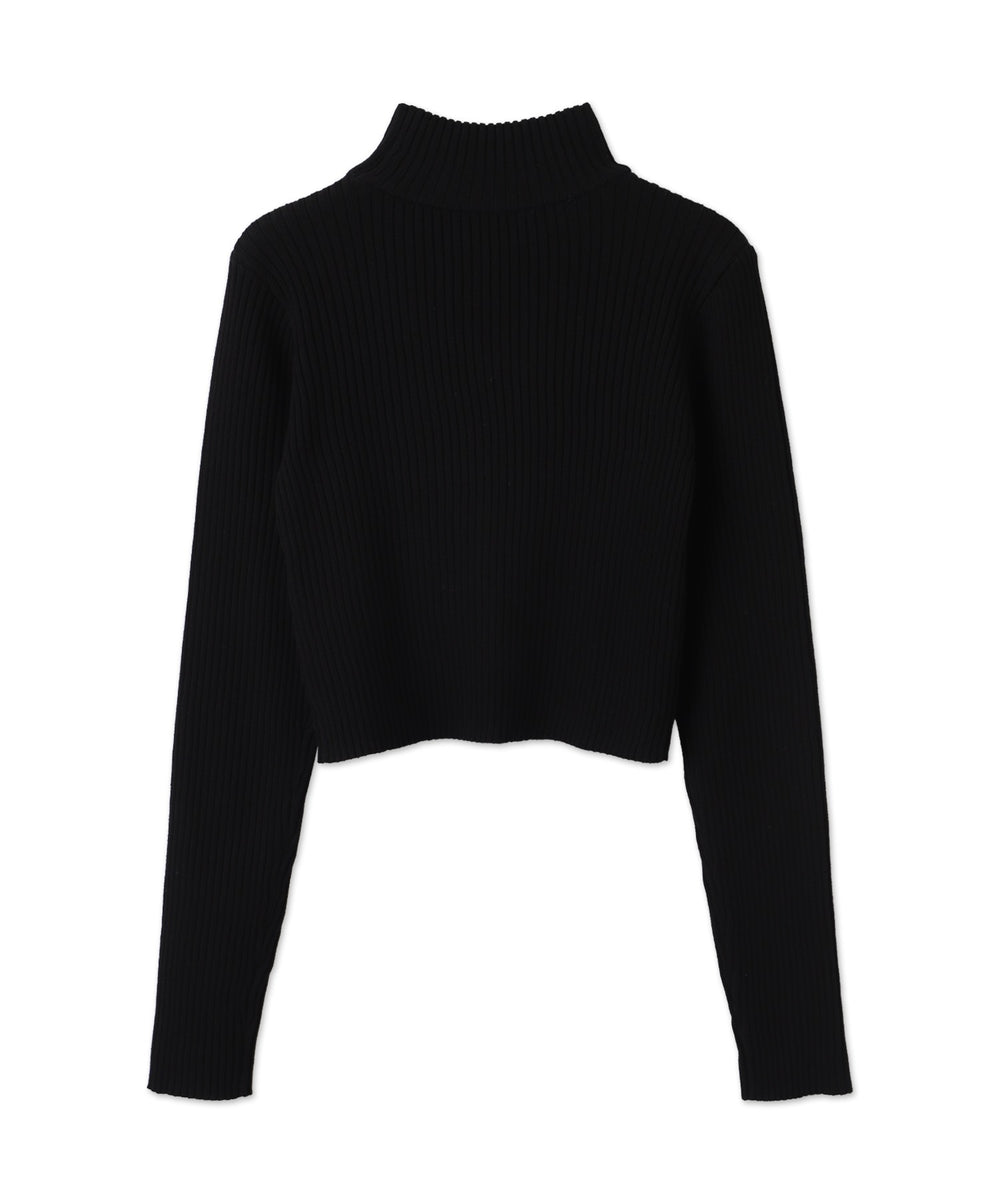 リブハイネックショートニット