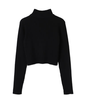 リブハイネックショートニット