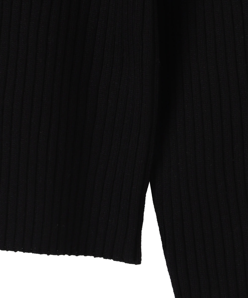 リブハイネックショートニット