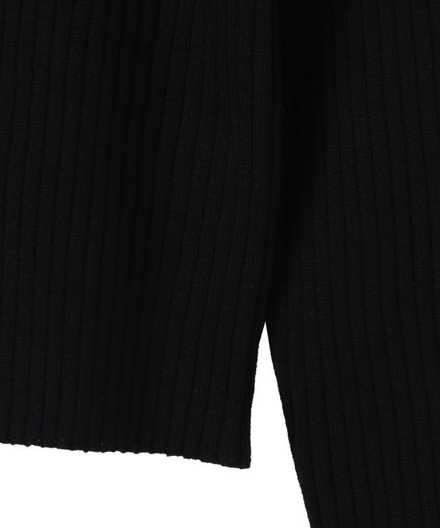 リブハイネックショートニット