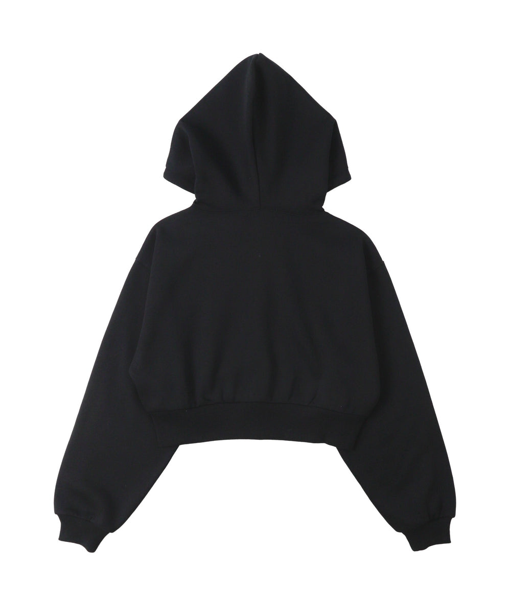 ラインストーン裏起毛ショートジップパーカー