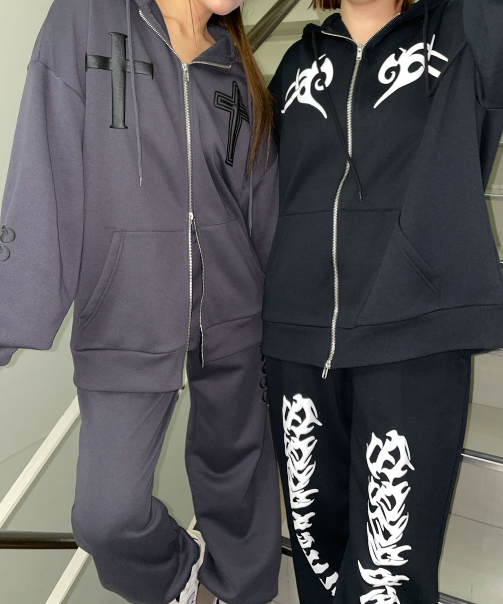 グラフィック裏起毛ZIPビッグパーカー