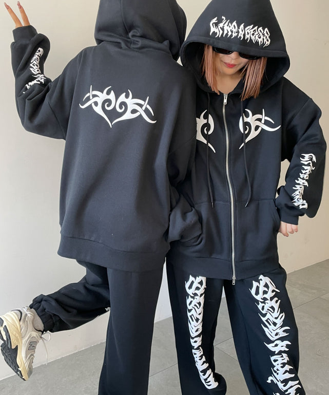 グラフィック裏起毛ZIPビッグパーカー