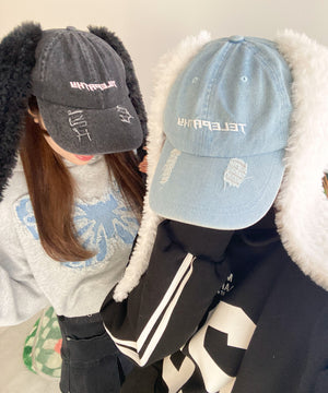 モコモコウサミミデニムキャップ