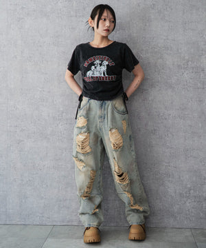 デニム淡加工 モデル：159cm M着用