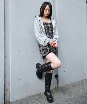 ブルーチェック1 モデル：159cm F着用