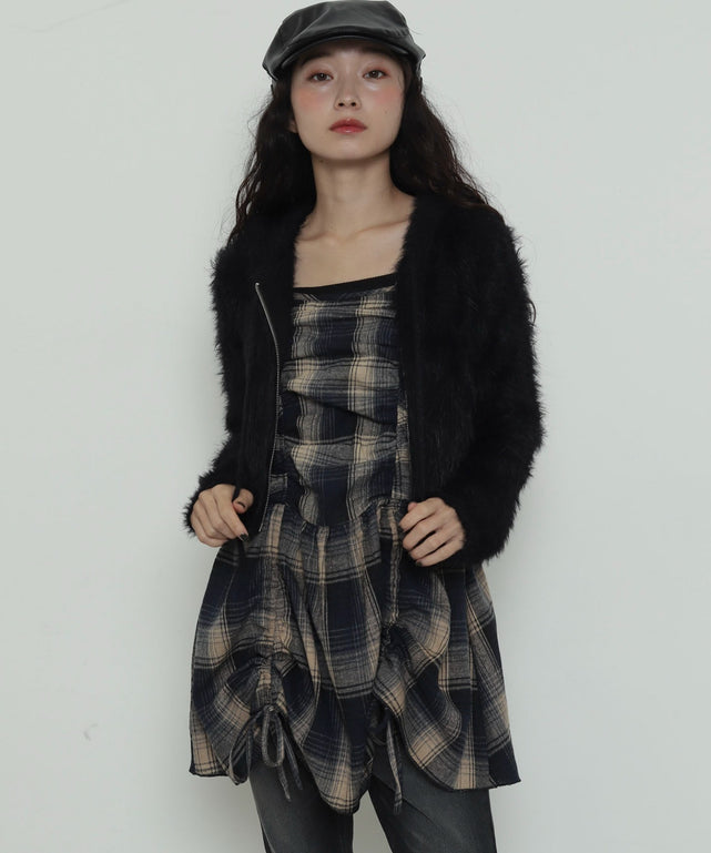 ブルーチェック２ モデル：161cm F着用