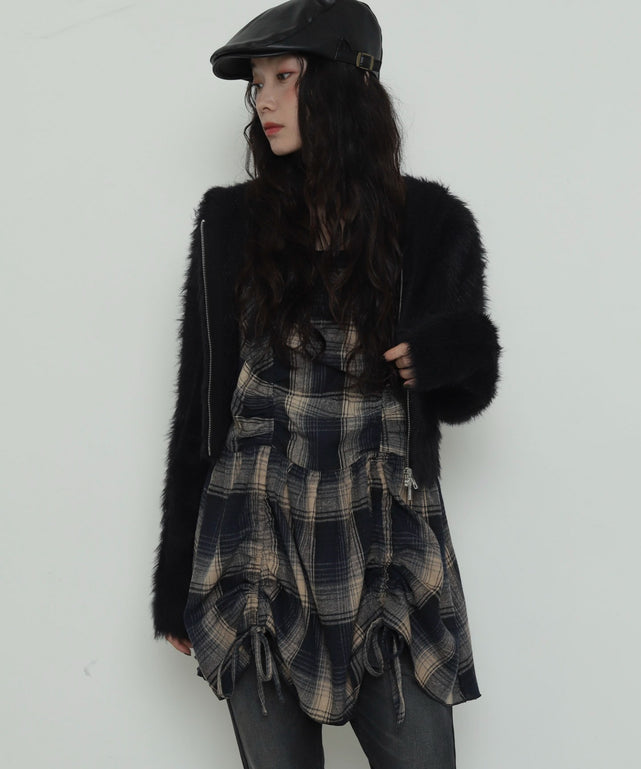 ブルーチェック２ モデル：161cm F着用