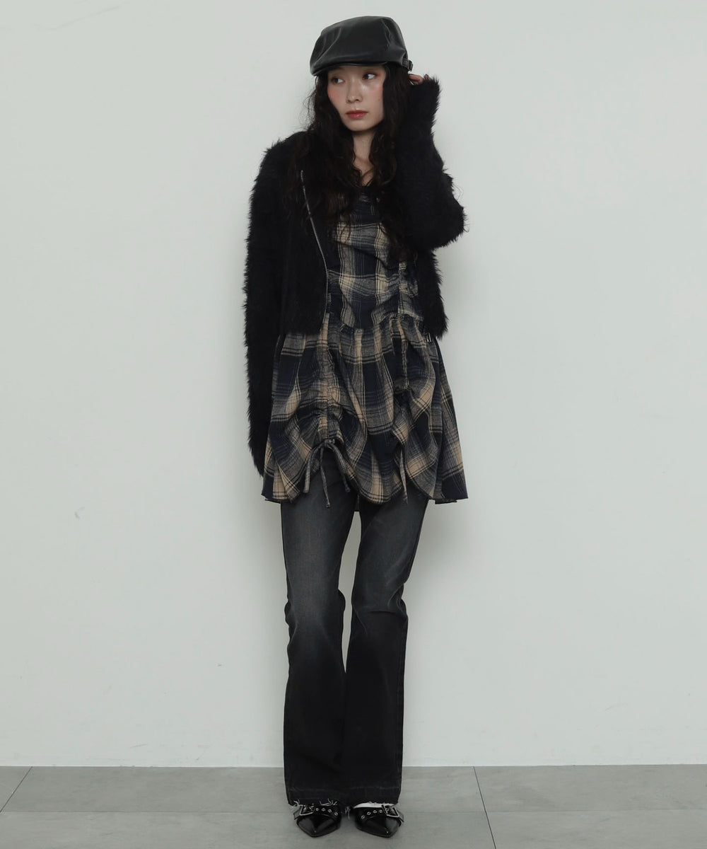 ブルーチェック２ モデル：161cm F着用