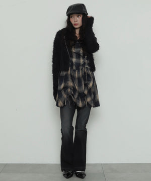 ブルーチェック２ モデル：161cm F着用