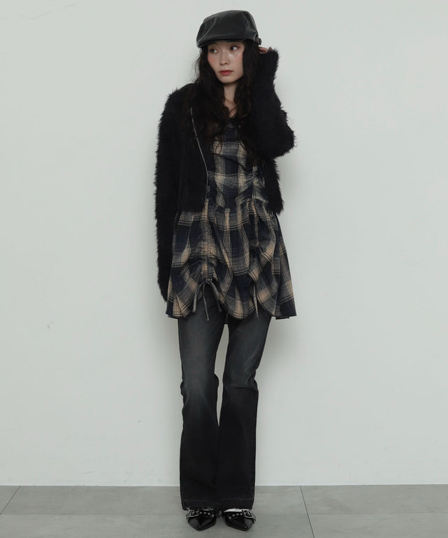 ブルーチェック２ モデル：161cm F着用