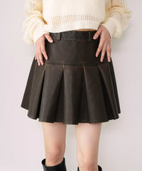 ヴィンテージライクPUプリーツスカパン