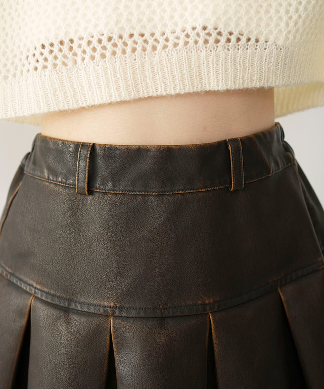 ヴィンテージライクPUプリーツスカパン