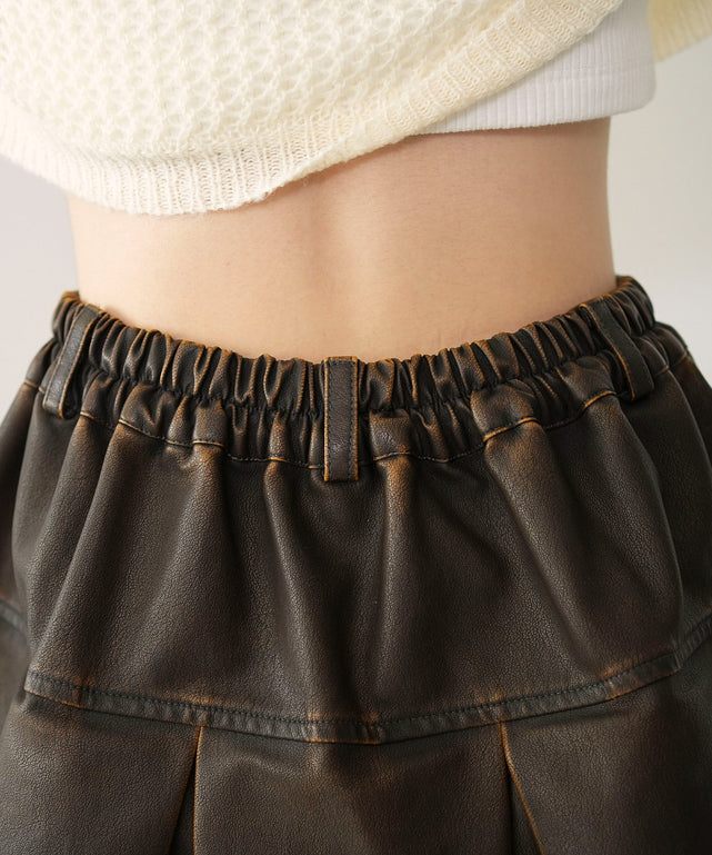 ヴィンテージライクPUプリーツスカパン