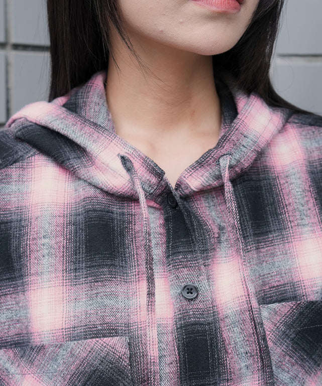 チェックフードBIGネルシャツ