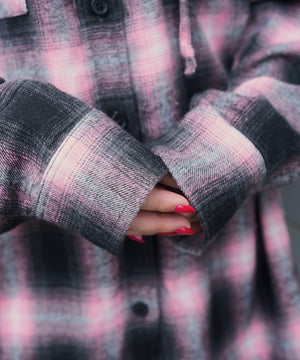 チェックフードBIGネルシャツ