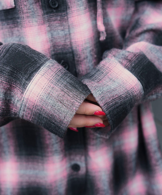 チェックフードBIGネルシャツ