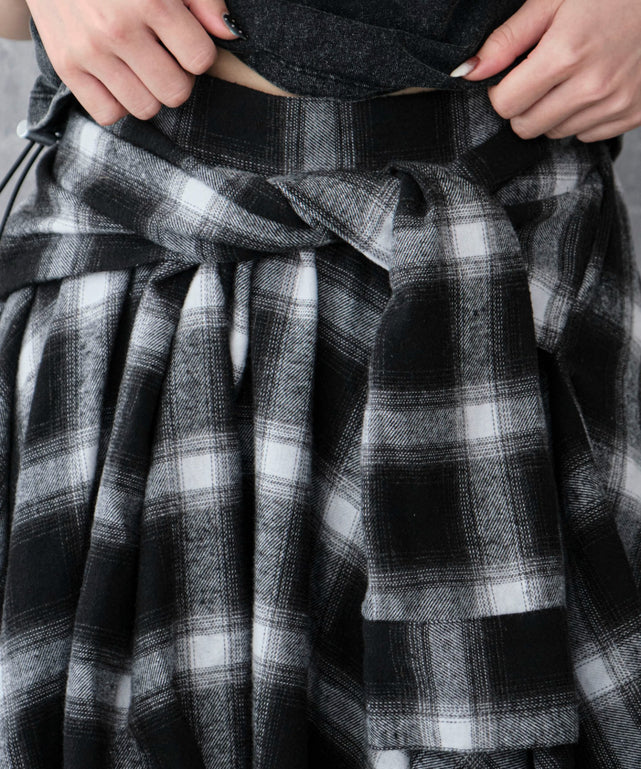 ネルシャツライクイレヘムロングスカート