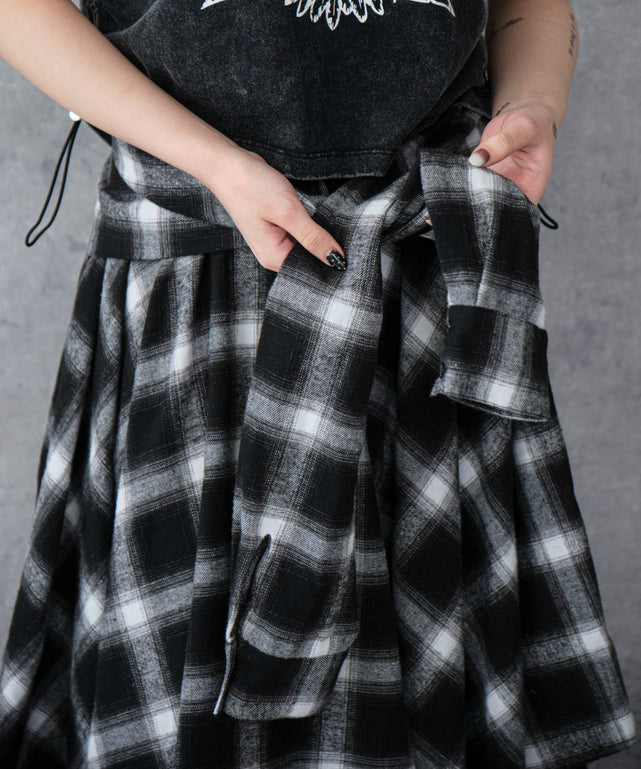 ネルシャツライクイレヘムロングスカート