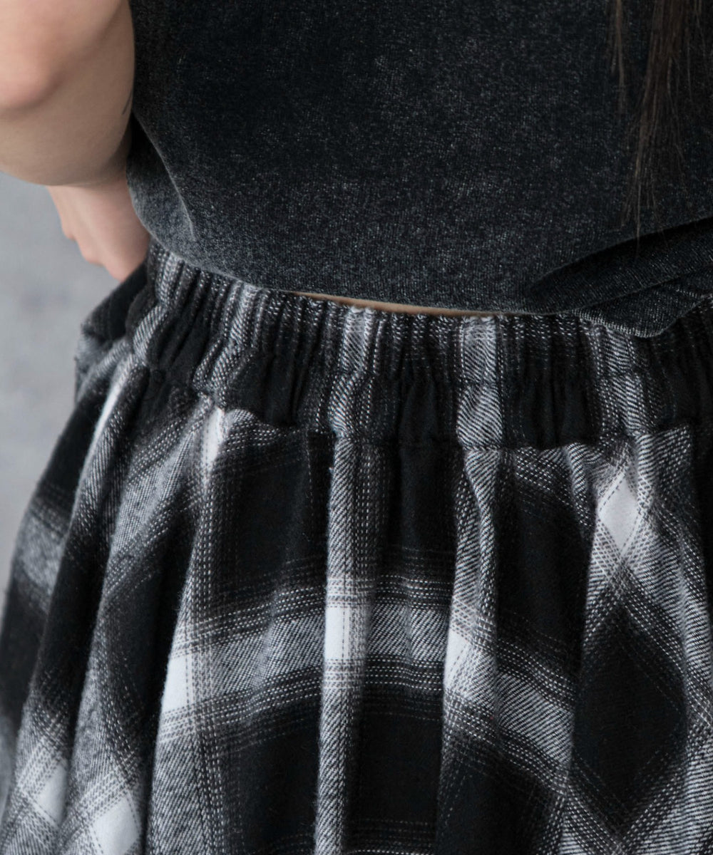 ネルシャツライクイレヘムロングスカート