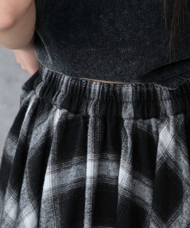 ネルシャツライクイレヘムロングスカート