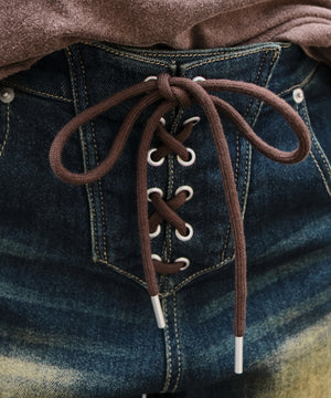 レースアップデニムショートパンツ