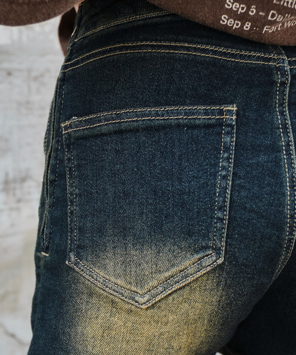 レースアップデニムショートパンツ